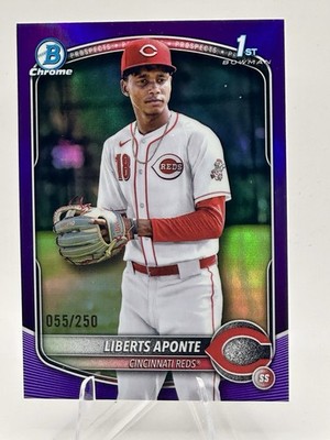 2025 1st Bowman Chrome /250 * True Purple * Refractor 055/250 Liberts Aponte