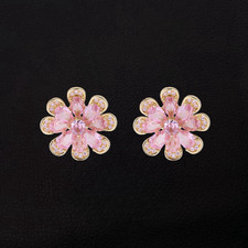 Women's Pink Cubic Zirconia Flower Stud Earrings