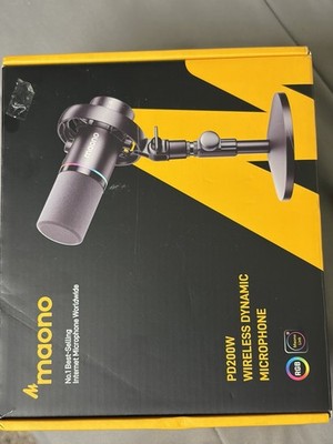 Maono PD200W Wireless Dynamic RGB Microphone with Desktop Stand