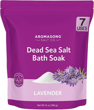 Aromasong Dead Sea Salt for Soaking with Natural Lavender Essential Oil   14 Oz.