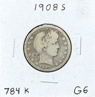 1908 S Barber Quarter -harder Date With SOLID REVERSE! (Will Combine S&H)