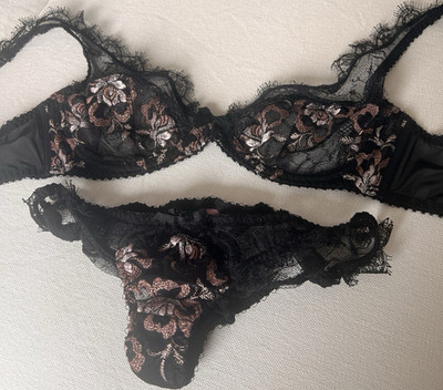 Agent Provocateur BH-Set Spitze Blumenmuster Schwarz 34 C 75C XS