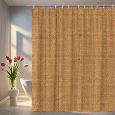 Rustic Brown Fabric Shower Curtain for Farmhouse and Boho Decor