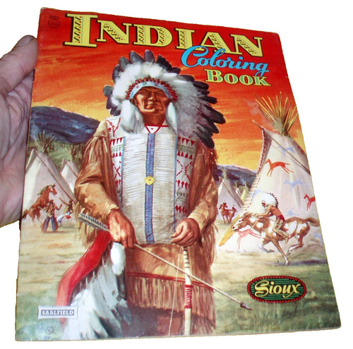 RARE VERY VINTAGE / ANTIQUE NATIVE AMERICAN SIOUX INDIAN COLORING BOOK / DRAWING