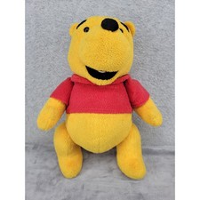 Disney Store Winnie the Pooh Plush Stuffed Animal Yellow Red Shirt 12.5 In Bear