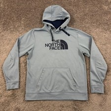 The North Face Hoodie Mens L Gray Fleece Pullover Sweatshirt Pockets Drawstring