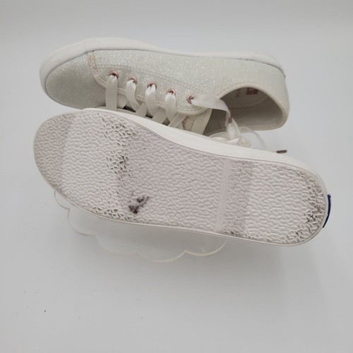 Sneakers donna Kate Spade Keds stringate glitter avorio oro rosa scintillante taglia 7,5 - Foto 11 di 12