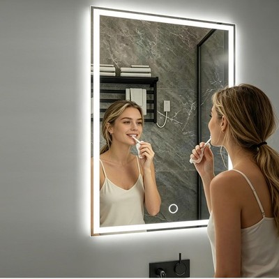 LED Badspiegel 60x90cm Antibeschlag Touch Sensor Dimmbar Wandmontage Smart