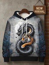 3D Printed Dragon Tiger Hoodie - Adults Youth