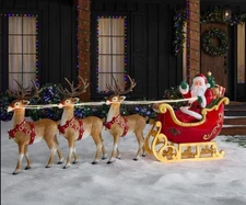 Home Depot 9 ft Giant Sized LED Santas Sleigh with Reindeer Holiday 2025 New