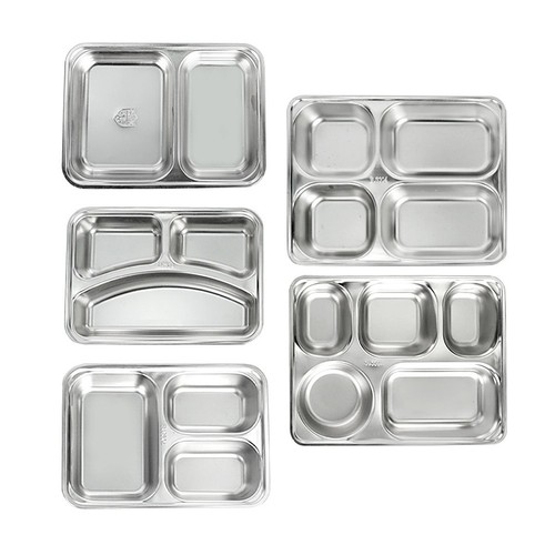 Food Plate Dinner Plates Mess Hall Stainless Steel Dinner Tray Dinnerware - Picture 2 of 18