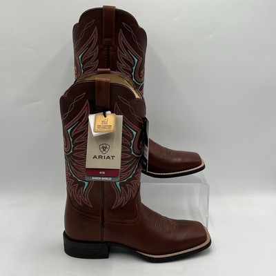 Womens Ariat Rockdale Brown Distressed Leather Cowboy 12'' Boots 1004238 NEW