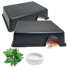 4 PCS Reptile Hide Box Leopard Gecko Snake Hideout Cave Ball Python Tank