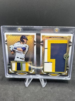2022 Topps Triple Threads Christian Yelich Logo Jumbo Patch Booklet 1/3