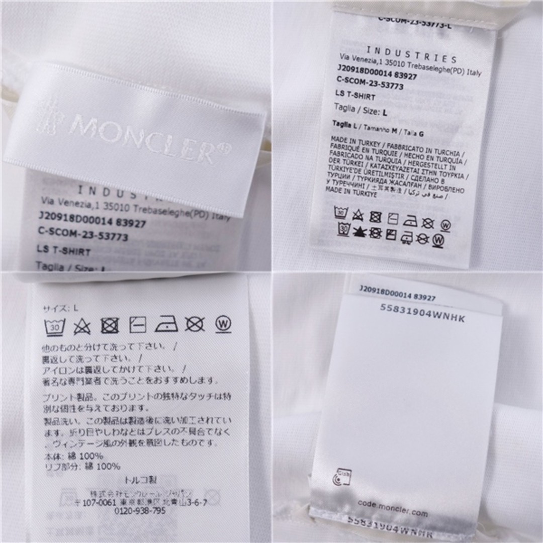 Moncler T-shirt 2023 Top Long Sleeve Cotton Mens L White Used MOLO-0 thumbnail 6