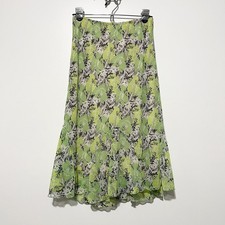 Womens Vintage Y2K Bias Fairy Midi Skirt M Whimsical Flowy Green Floral Garden