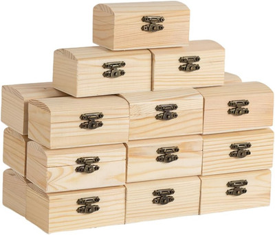 Caja de madera pequena de 24 piezas Caja de tesoro de madera sin terminar Tapas