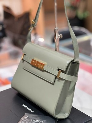 YSL Saint Laurent Manhattan Medium Calfskin Leather Flap Crossbody