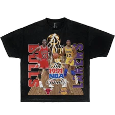 1991 Finals Lakers Vs Bulls Jordan & Magic Boxy Vintage Graphic Basketball Shirt