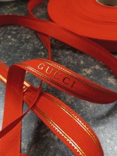 💯% Authentic ❤️Gucci  DESIGNER Ribbon  Red/Gold .63" Width, sold by the yard
