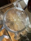 Vintage Ice Blue Fireking Glass Trivet Plate w-Handles