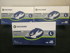 Halyard Sterling Nitrile Powder-Free, 750 Large Gloves, 3 Unopened Boxes