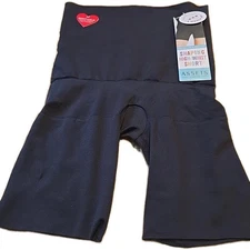 Spanx Assets Black High Waist Shaping Shorts Womens Size L Breathable Shaper NWT