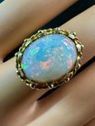 Art Deco 8 Carat Opal Ring 14K Yellow Gold Antique Cocktail Statement Ring — photo 4