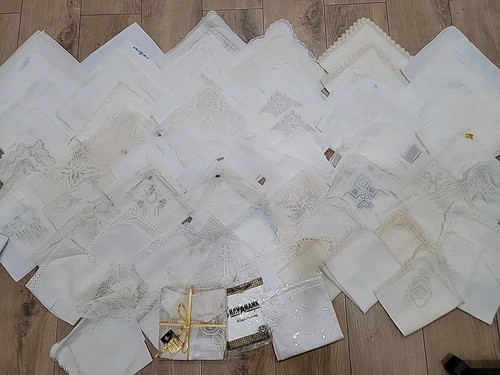 Vintage Damen Taschentücher Paket 125 Hochzeit Spitze. Shades of White. - Bild 2 von 19