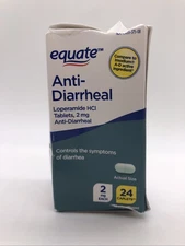 EQUATE Anti-Diarrheal 2 mg / 24 caplets Exp. 01/2028 (damaged box) Ref. 148