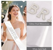 Women's Bride Sash and Tiara Set, One Size, White and Silver