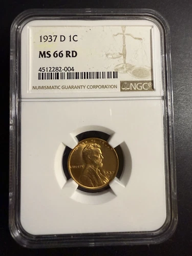 1937-D Lincoln Cent NGC Graded MS66 RD - B50212