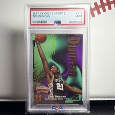 SkyBox Z-Force Rookie Tim Duncan #111 PSA 9 San Antonio Spurs Basketball Card. rookie card picture
