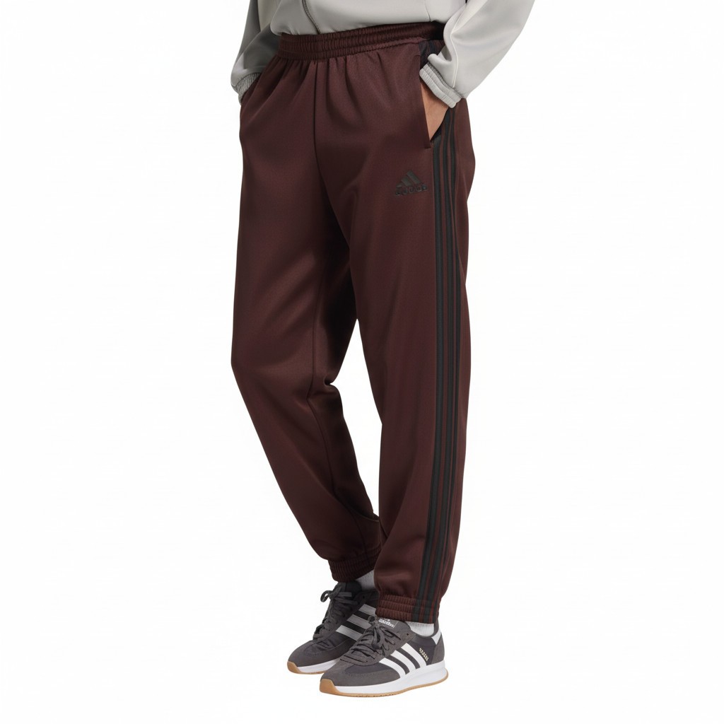 Men's Adidas Shadow Brown Black Loose Fit Stadium Track Pants