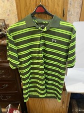 Under Armour Polo Shirt Mens XL Green Heat Gear Loose Fit Golf Performance