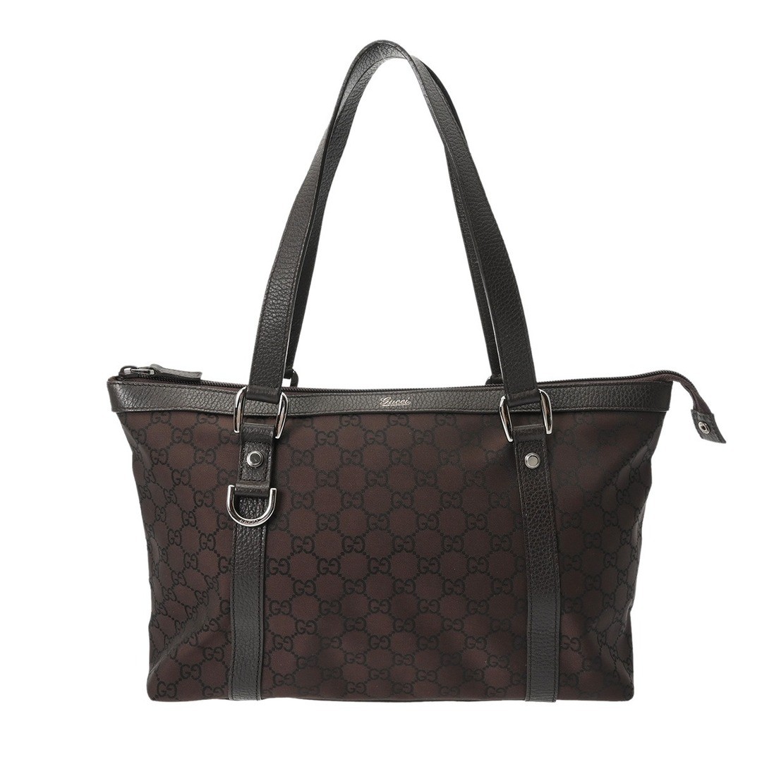 GUCCI Women's GG Tote Bag Brown Nylon Leather Used【74 characters】
