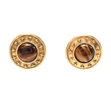 Chanel Plated Tiger Eye Earrings Women Gold One Size
