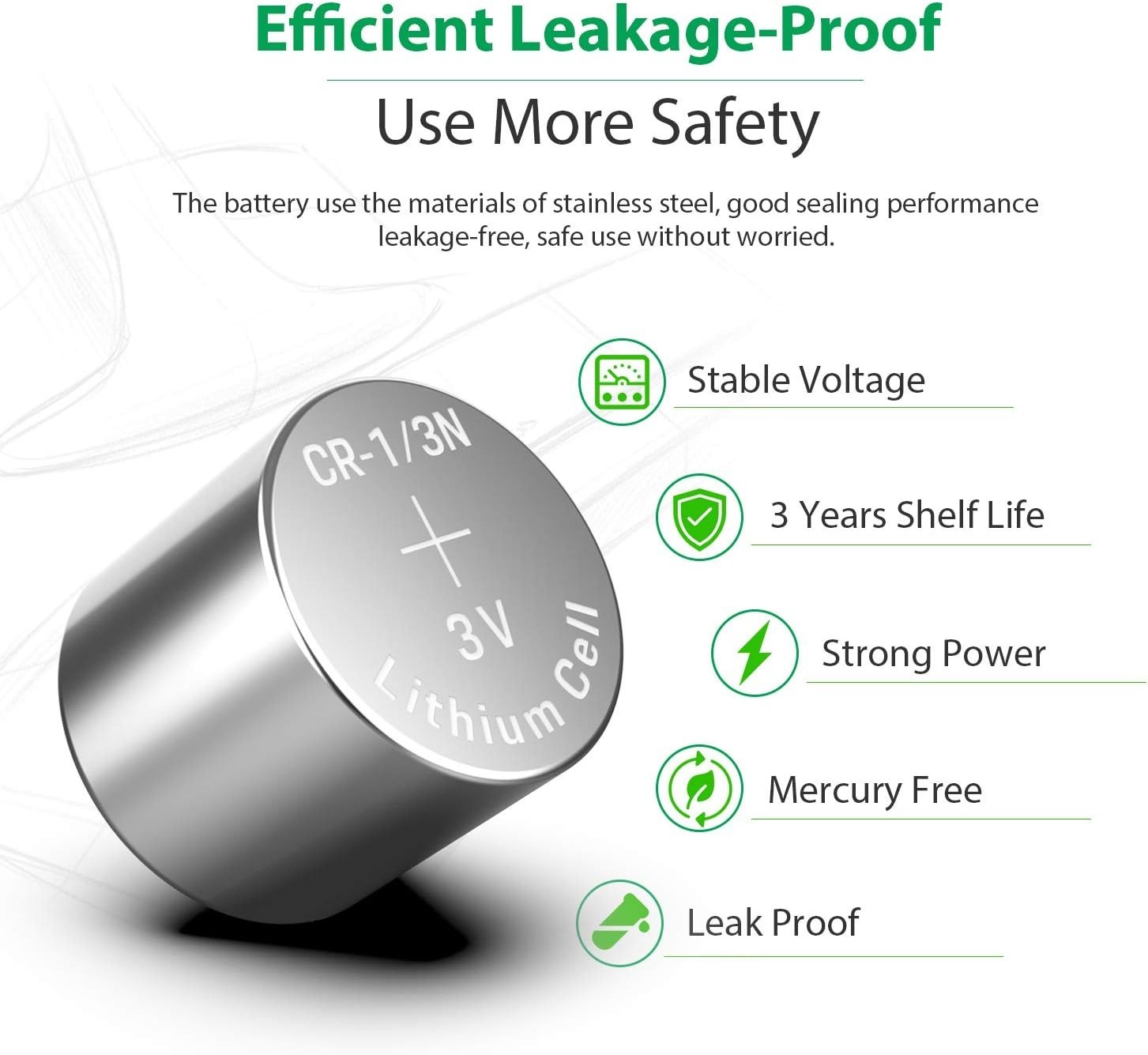 10 PCS CR1/3N Lithium Batteries - Cost-Effective 3V Power for All Your Devices