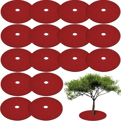 16 Pcs 32. 2 Inch Non Woven Tree Mulch Ring round Tree Weed Barrier Mat Reusable