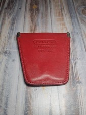 Coach vintage Red Leather Squeeze keycase/coin case with silvertone Hardware