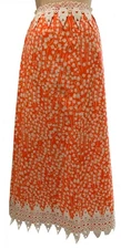 LILLY PULITZER Vintage 60s/70s Women's Orange Print Maxi Skirt - Sz S/M - Chic!