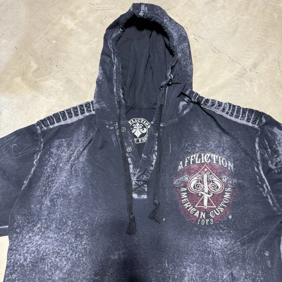 Affliction Live Fast / American Customs 1973 Men’s XL Lightweight Hoodie - Image 4 of 4