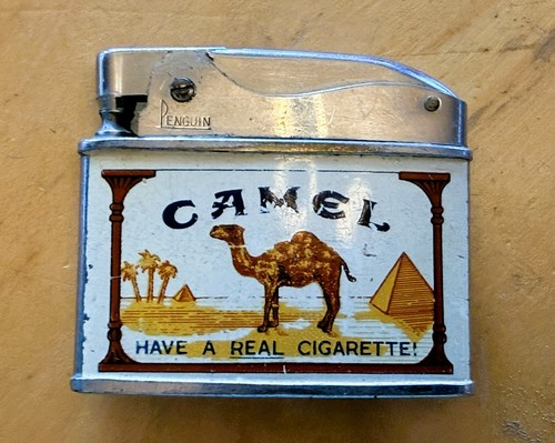 OLD Advertising PENGUIN Lighter "CAMEL HAVE A REAL CIGARETTE" Japan Made