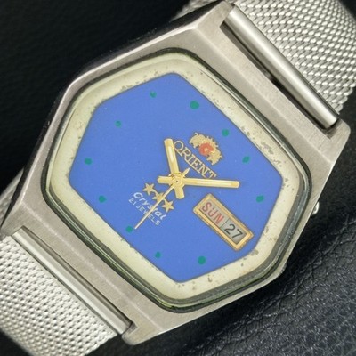ORIENT CRYSTAL AUTOMATIK 46961 VINTAGE JAPAN HERREN BLAUES ZIFFERBLATT UHR a704885-2