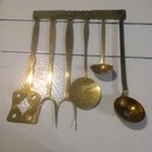 Vintage Solid Brass 7 Piece Cooking Utensil Set Made In India Great Look