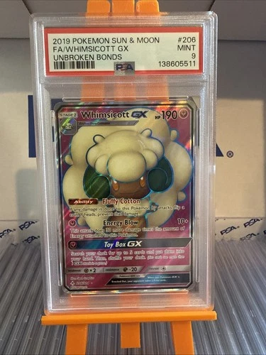 2019 Pokemon Sun and Moon Whimsicott GX Unbroken Bonds #206 PSA 9