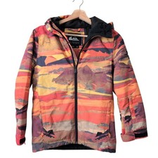 Quiksilver Boys DryFlight 10K Snow Jacket Orange Mountain Sunset Ski Winter 10