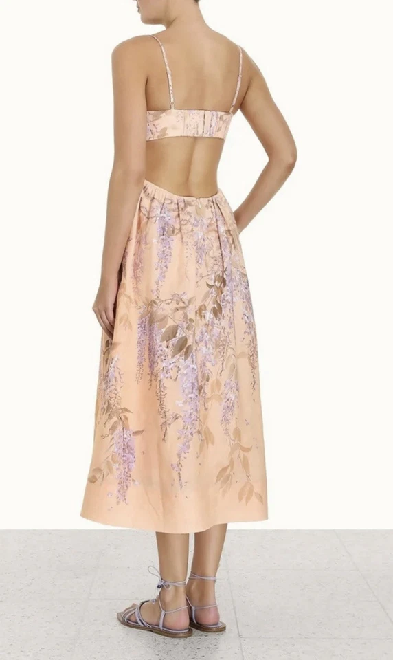 ZIMMERMANN- DESLUMBRANTE VESTIDO MIDI ROSA BRALETTE- Tamanho 3/Aus 14/EUA 10 - Imagem 2 de 4