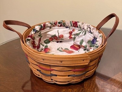 Longaberger Round Basket with Fruit Medley Fabric Liner