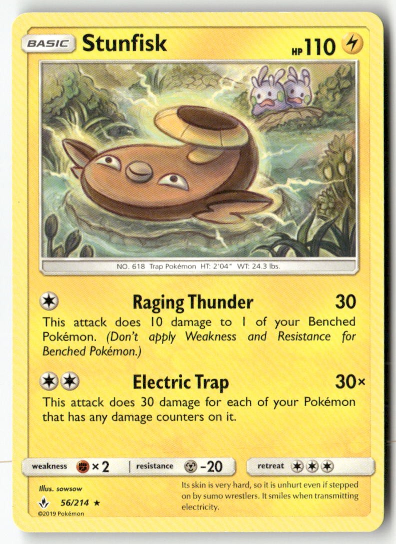 Stunfisk 56/214 Rare Unbroken Bonds Pokemon Heavily Played